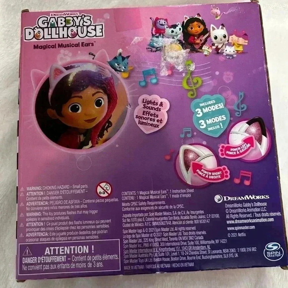 Gabby’s dollhouse magical musical ears. cat ears, white pink and black - Picture 8 of 8